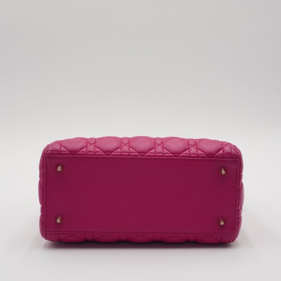 Pre-owned Dior Hot Pink Cannage Lamb Lady Dior 2-Way Handbag - Picture 3 of 7